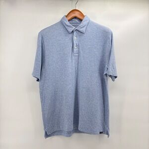 Faherty Cloud Cotton Polo Shirt Men's Large Light Blue Heathered Pima Modal L
